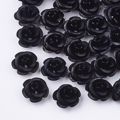 Aluminum Beads, Frosted, Long-Lasting Plated, 5-Petal Flower