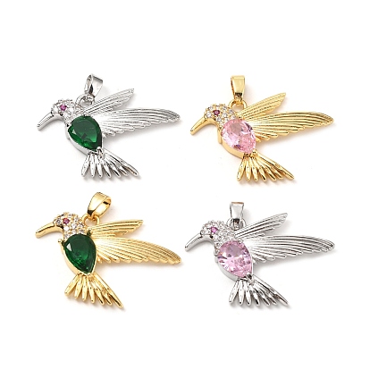 Латунные микро проложить кубического циркония подвески, без кадмия и без свинца, птица, настоящий 18k позолоченный/платиновый