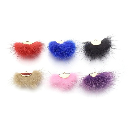 Полукруглые подвески из искусственного меха норки, с железной фурнитурой золотого цвета, полукруглый