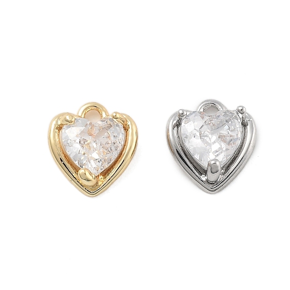 Латунные микро проложить кубического циркония подвески, без кадмия, без никеля и без свинца, сердце прелести