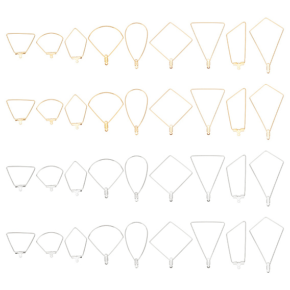 54 шт. 18 стиль 304 подвески из нержавеющей стали, обручание серьги, трапеция и веер и многоугольник и воздушный змей и ромб