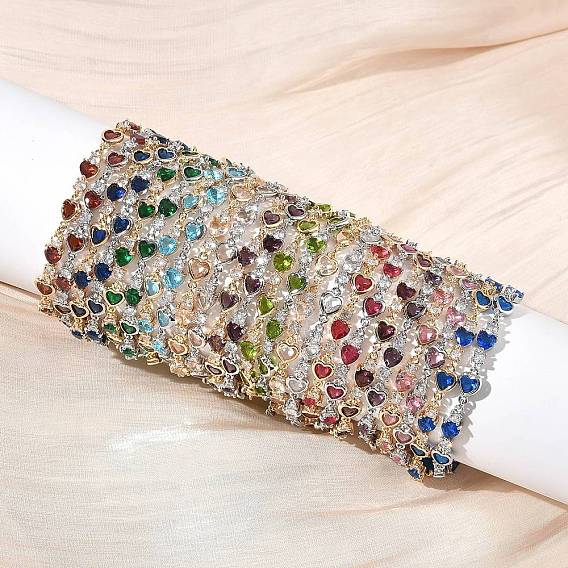 Браслеты из кубического циркония в форме сердца, украшения из латуни для женщин