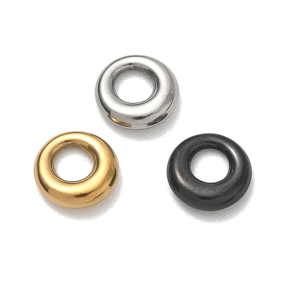 304 Stainless Steel European Beads, Large Hole Beads, Round Ring, Ion Plating(IP)