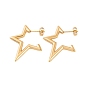 Ion Plating(IP) 304 Stainless Steel Half Hoop Stud Earrings for Women, Star
