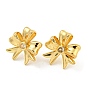 Rack Plating Brass Cubic Zirconia Stud Earrings, Long-Lasting Plated, Lead Free & Cadmium Free, Flower