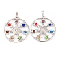 Pendentifs en strass micro pavé en alliage chakra, plaqué longue durée, sans plomb et sans cadmium, plat et circulaire avec étoile