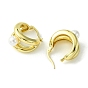 Brass Hollow Hoop Earrings with ABS Imitation Pearl