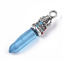 Natural & Synthetic Mixed Gemstone Pointed Pendants, with Tibetan Style Alloy Pendant Bails and Enamel, Bullet