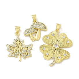 Brass Micro Pave Cubic Zirconia Pendants, Real 18K Gold Plated