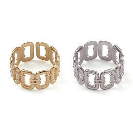 304 Stainless Steel Hollow Rectangle Open Cuff Rings for Women