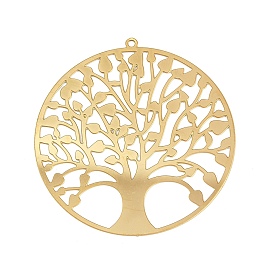 304 подвески из травленого металла из нержавеющей стали, плоская круглая с подвеской дерево жизни