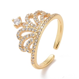 Прозрачная корона из кубического циркония, открытое кольцо, украшения из латуни для женщин, без кадмия и без свинца