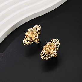 Элегантные полые цветочные латунные кольца для женщин