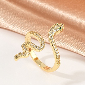 Кольца-манжеты из змеиной латуни с микропаве из прозрачных кубических цирконий для женщин