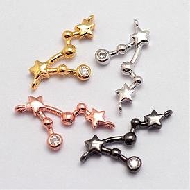 Brass Micro Pave Cubic Zirconia Links, Constellations, Leo, Lead Free & Nickel Free
