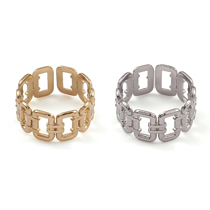 304 Stainless Steel Hollow Rectangle Open Cuff Rings for Women