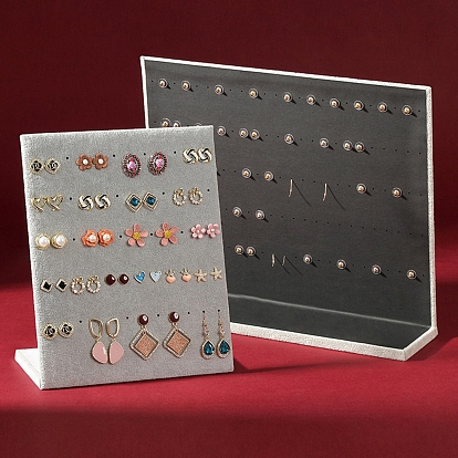 60 l-образный бархатный стеллаж для органайзера для сережек с наклонной спинкой, прямоугольник