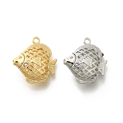 Латунные подвески, без кадмия, без никеля и без свинца, рыбы прелести, полый