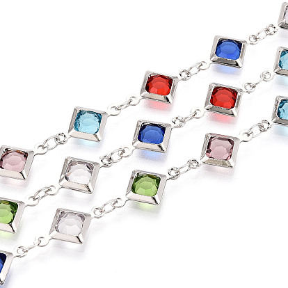 Цепи из латуни с ромбами ручной работы, со стеклом, пайки, с катушкой