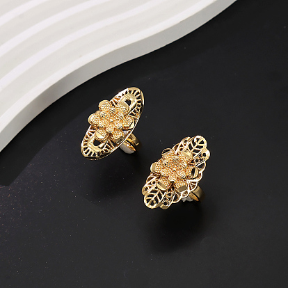 Элегантные полые цветочные латунные кольца для женщин