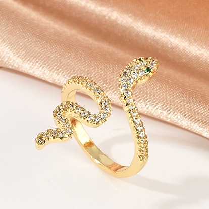 Кольца-манжеты из змеиной латуни с микропаве из прозрачных кубических цирконий для женщин