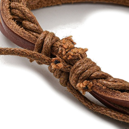 Регулируемые трехслойные многожильные браслеты из искусственной кожи и вощеных шнуров