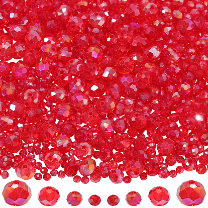 1000 шт. 4 стили гальванических стеклянных бусин, с покрытием AB цвета, граненые, рондель