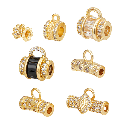 7 шт. 7 стили латунные микропаве кубические циркониевые трубчатые дужки, долговечный, без кадмия и без свинца