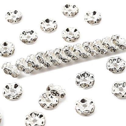 Латунные бусины разделители для поставки стразов, класс А, волнистый край, рондель, серебряный цвет гальваническим