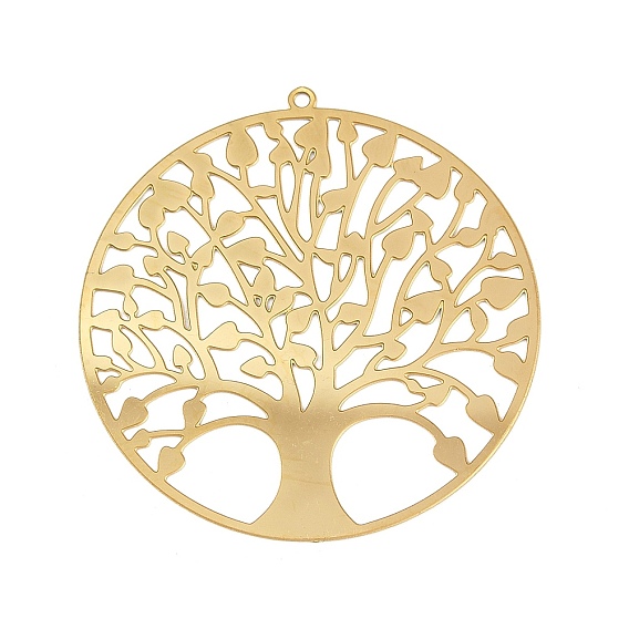 304 подвески из травленого металла из нержавеющей стали, плоская круглая с подвеской дерево жизни