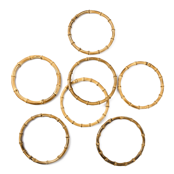 Round Ring Bamboo Bag Handle Replacements, for Handmade Bag Handbags Purse Handles
