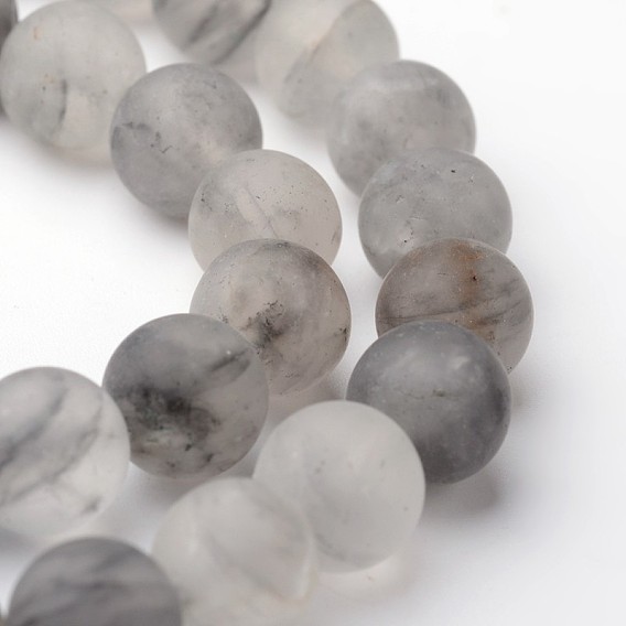 Mattierte runde naturtrüben Quarz Perlenstränge