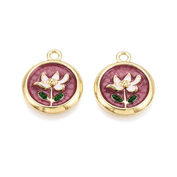 Стойки обшивки сплава эмали подвески, плоские круглые и цветок, без кадмия и без свинца, золотой свет