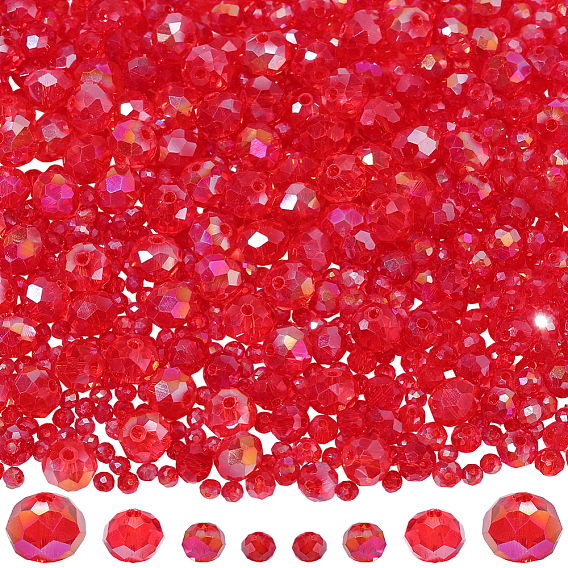 1000 шт. 4 стили гальванических стеклянных бусин, с покрытием AB цвета, граненые, рондель