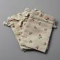Jute Cloth Storage Bags, Drawstring Bags, Rectangle with Cherry Pattern