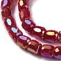 Electroplate Opaque Glass Beads, Faceted Barrel