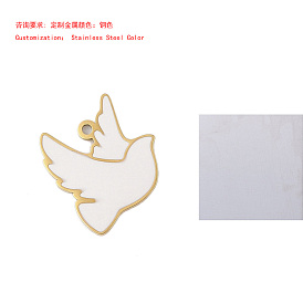 304 acier inoxydable émail pendentifs, charmes d'oiseaux