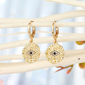 Sparkling Eye Hoop Earrings with Crystal Palm Charm and Minimalist Studs