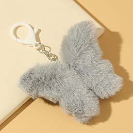 Fluffy Butterfly Keychain for Car and Bag, Faux Rabbit Fur Keyring Accessory