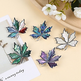 Natural Shell Brooches for Backpack Clothes, Leaf