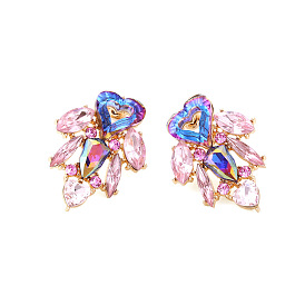 Sweet Heart-shaped Water Drill Earrings - Colorful, Simple, Personalized Love Earrings for Women.