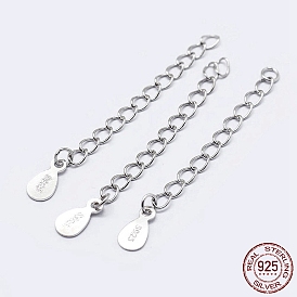 925 серебряный наконечник с удлиняющими цепочками и подвесками в форме капли, с печатью s925