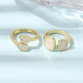 Латунные эмалевые манжеты открытые кольца для женщин, стойки покрытие, долговечный, без свинца и без кадмия, реальный 18 k позолоченный