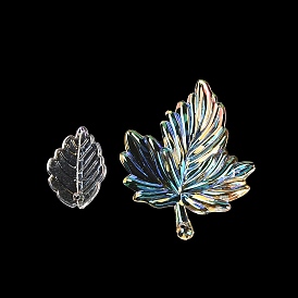 Transparent Acrylic Pendants, UV Plating Iridescent, Leaf