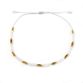 Браслет из стекла и металла, золотистых и белых бусин, регулируемые браслеты из бусин на шнурке