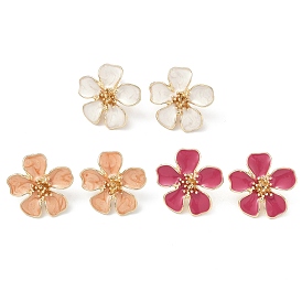 Цветок сплава эмали серьги стержня, золотые