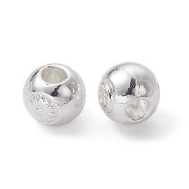 Alloy Spacer Beads, Long-Lasting Plated, Round Shape with Flower