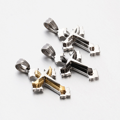 Новый подарок унисекс 201 из нержавеющей стали поперечные подвески, 28x18x6 мм, отверстие : 5x6 мм