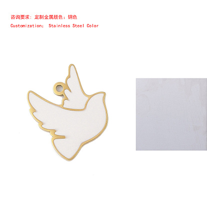 304 acier inoxydable émail pendentifs, charmes d'oiseaux