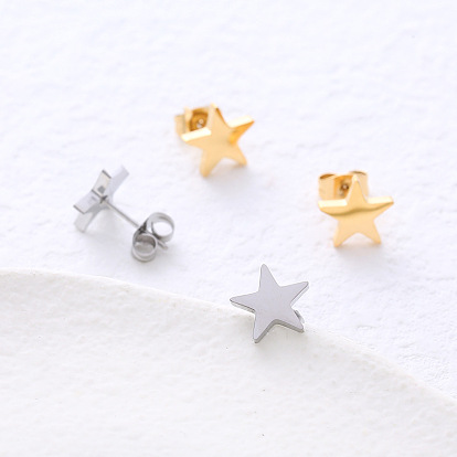 Серьги-гвоздики из нержавеющей стали в форме звезд